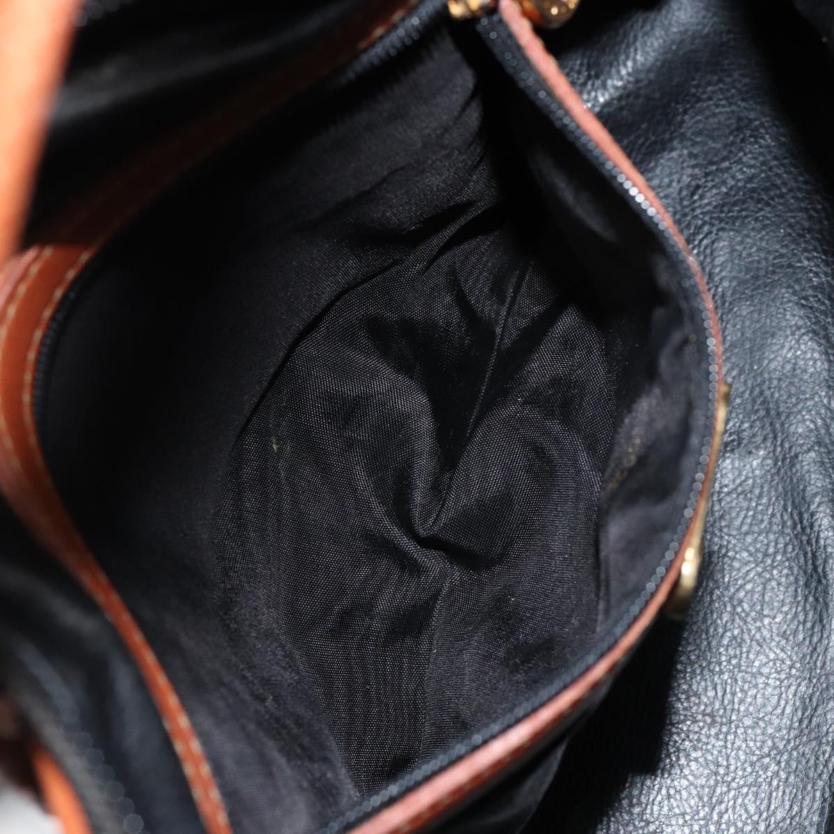 FENDI Zucca Canvas Hand Bag PVC Vintage Black Brown gold Auth 149705