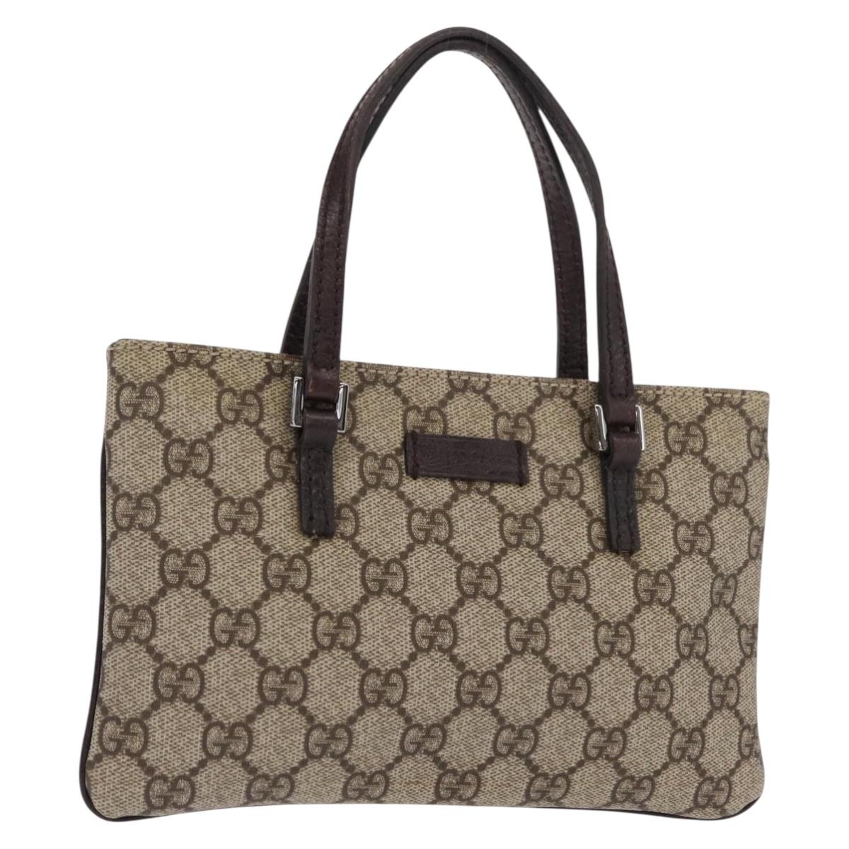 GUCCI GG Supreme Hand Bag PVC Beige Silver 114599 Auth 149706