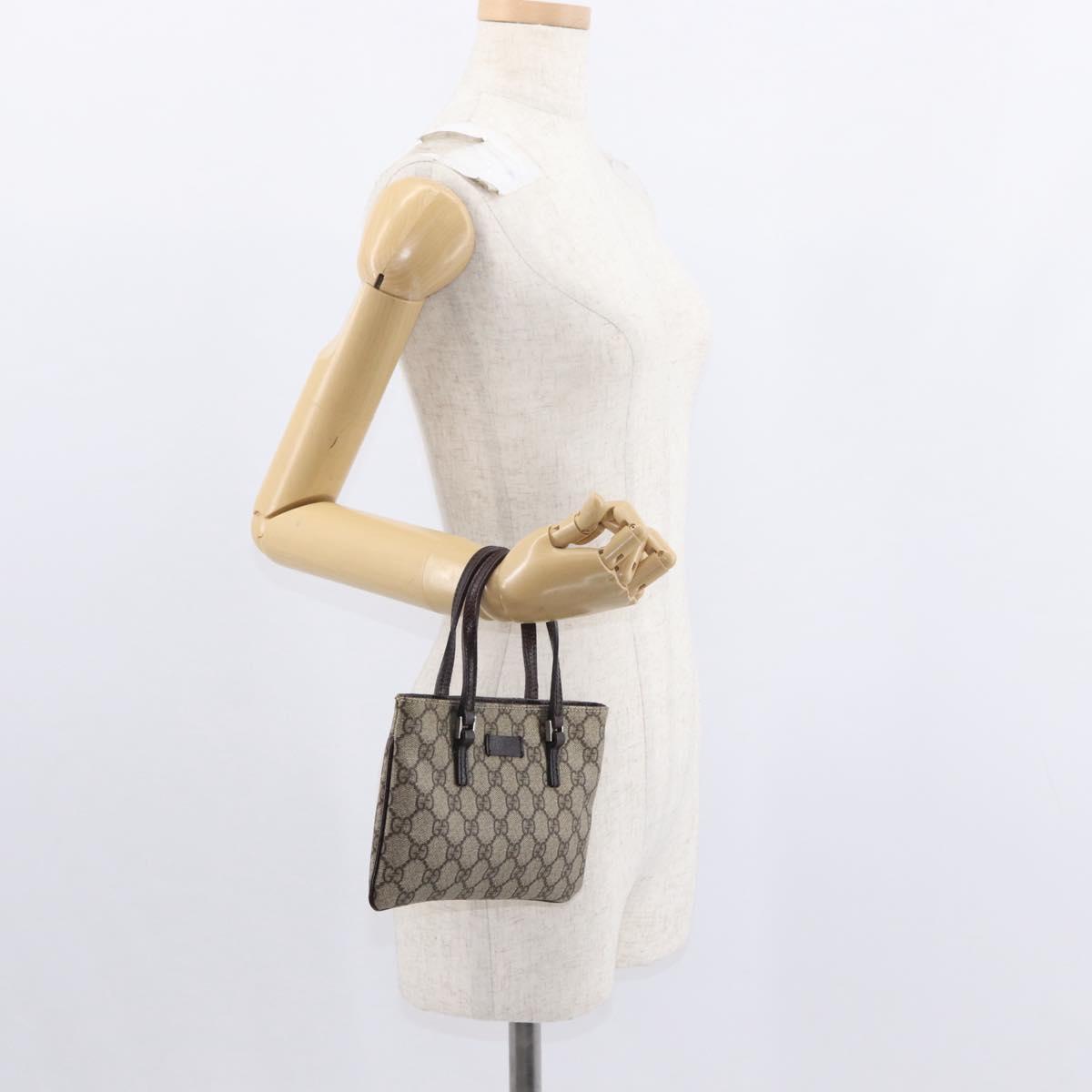 GUCCI GG Supreme Hand Bag PVC Beige Silver 114599 Auth 149706