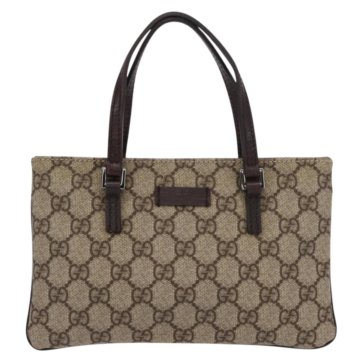 GUCCI GG Supreme Hand Bag PVC Beige Silver 114599 Auth 149706