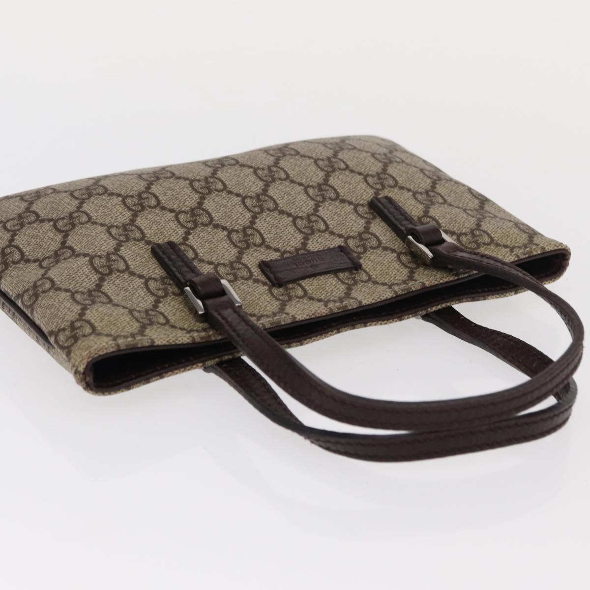 GUCCI GG Supreme Hand Bag PVC Beige Silver 114599 Auth 149706