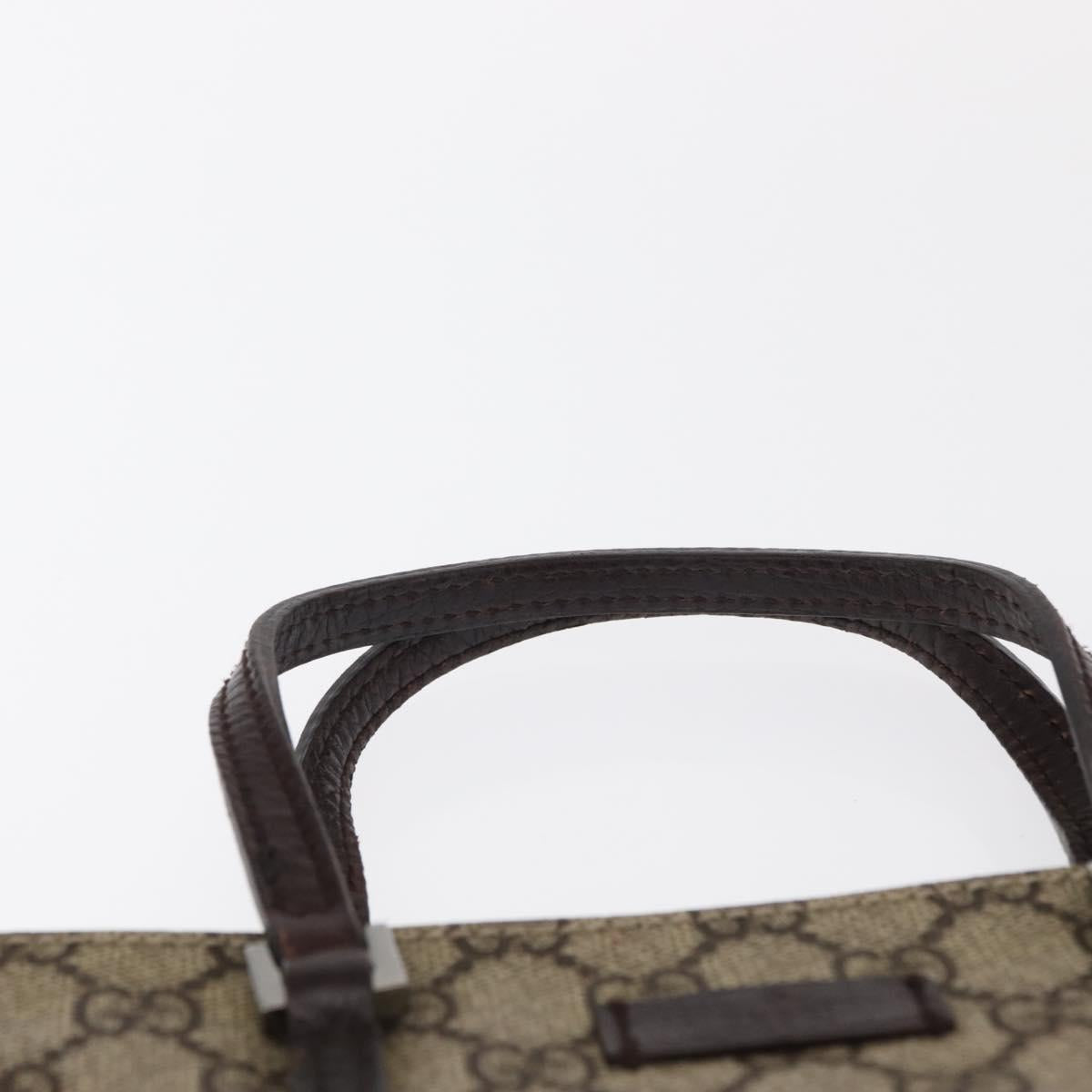 GUCCI GG Supreme Hand Bag PVC Beige Silver 114599 Auth 149706