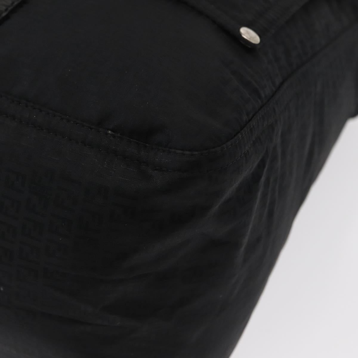 FENDI Zucchino Canvas Tote Bag Black Silver Auth 149710