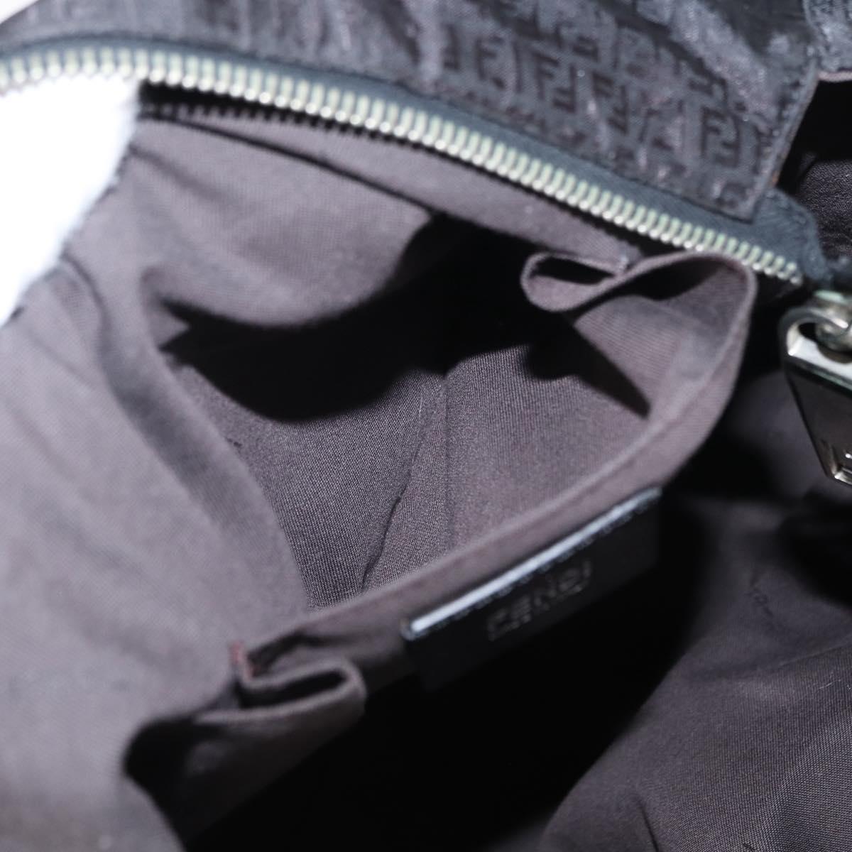 FENDI Zucchino Canvas Tote Bag Black Silver Auth 149710