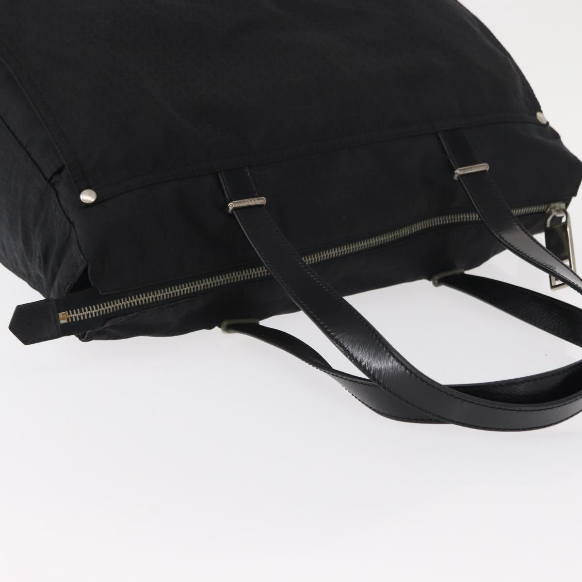 FENDI Zucchino Canvas Tote Bag Black Silver Auth 149710