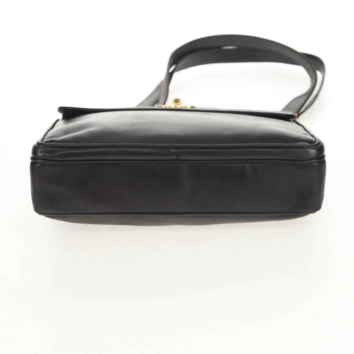 CHANEL Matelasse Big COCO Mark Chain Bag Lamb Skin Black Gold CC Auth 149721