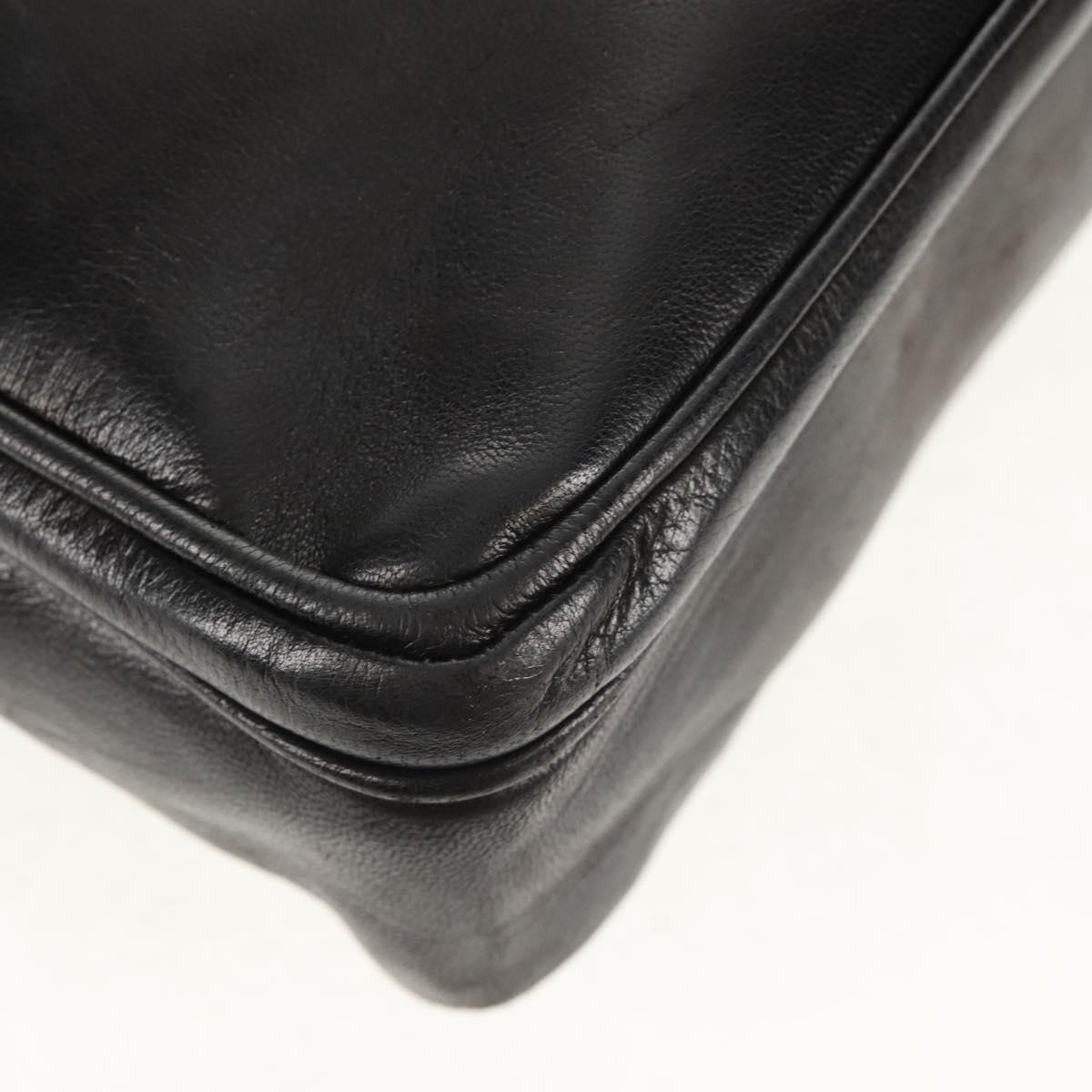 CHANEL Matelasse Big COCO Mark Chain Bag Lamb Skin Black Gold CC Auth 149721