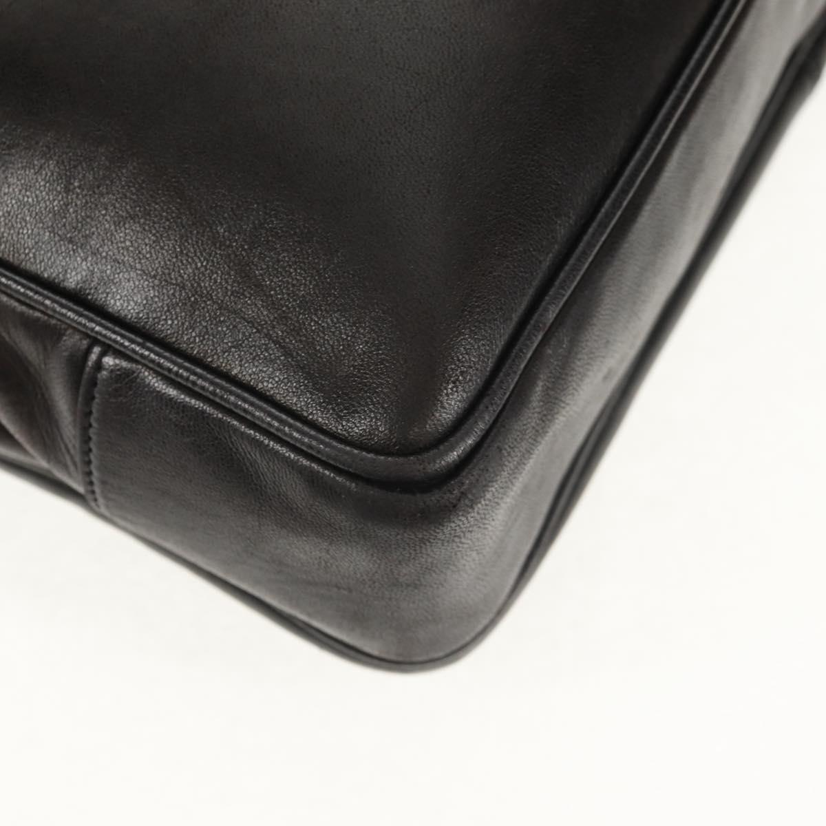 CHANEL Matelasse Big COCO Mark Chain Bag Lamb Skin Black Gold CC Auth 149721