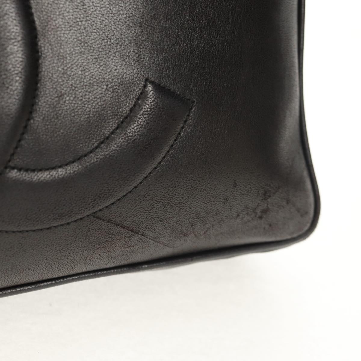 CHANEL Matelasse Big COCO Mark Chain Bag Lamb Skin Black Gold CC Auth 149721