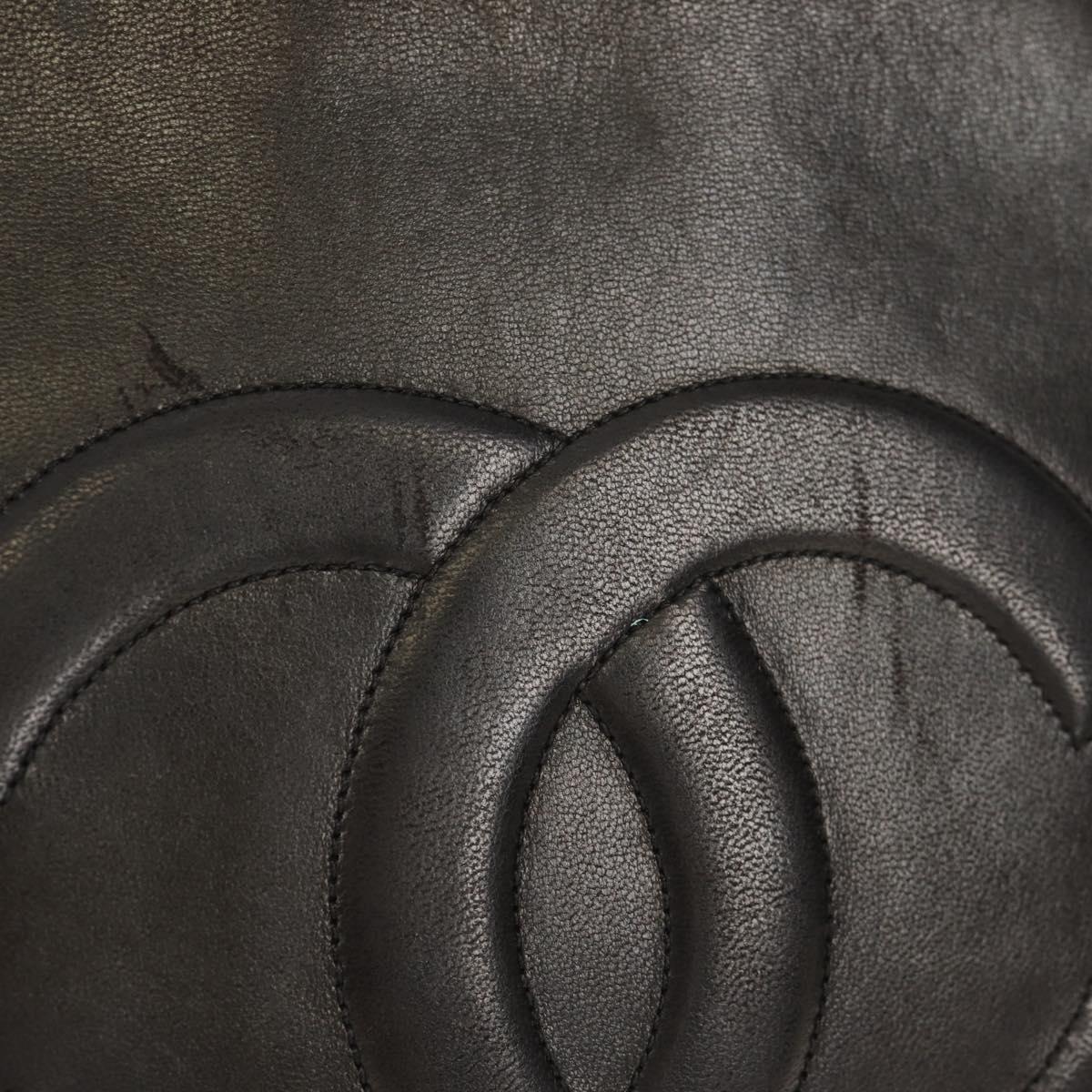 CHANEL Matelasse Big COCO Mark Chain Bag Lamb Skin Black Gold CC Auth 149721