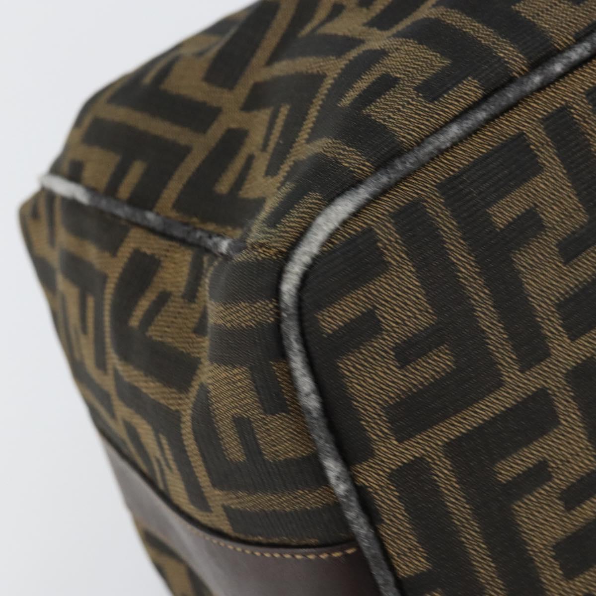 FENDI Zucca Canvas Hand Bag Black Brown gold Auth 149724