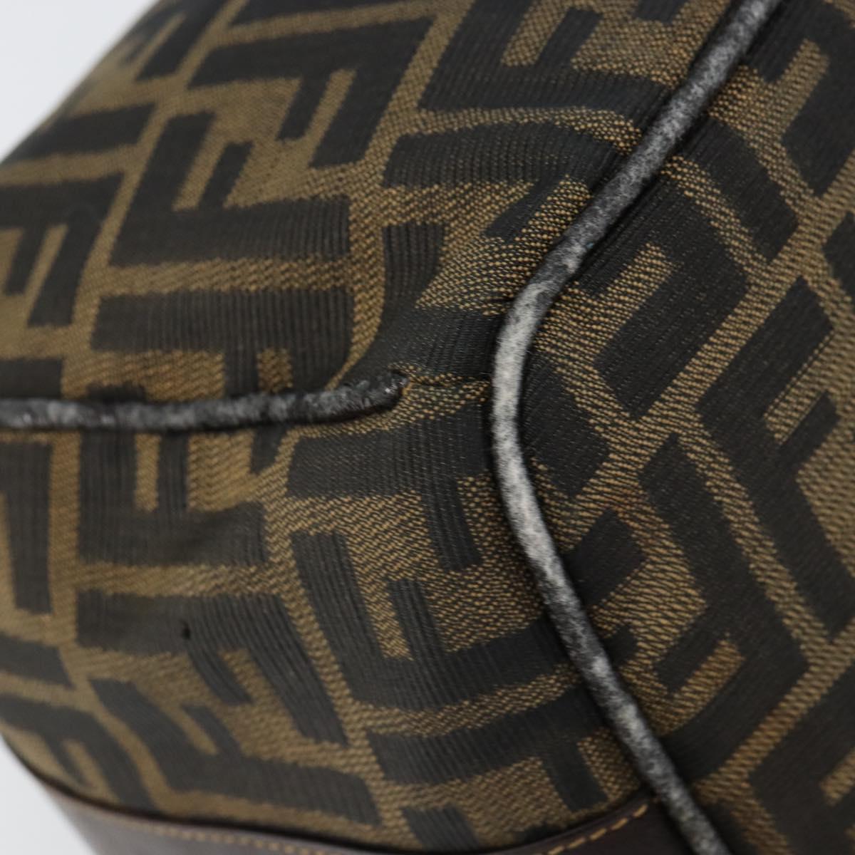 FENDI Zucca Canvas Hand Bag Black Brown gold Auth 149724