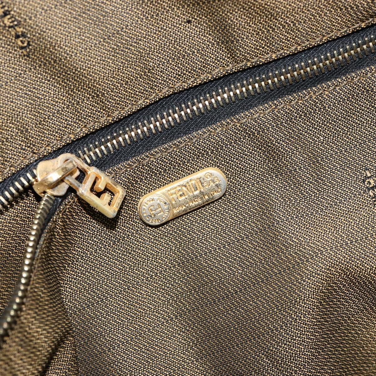 FENDI Zucca Canvas Hand Bag Black Brown gold Auth 149724