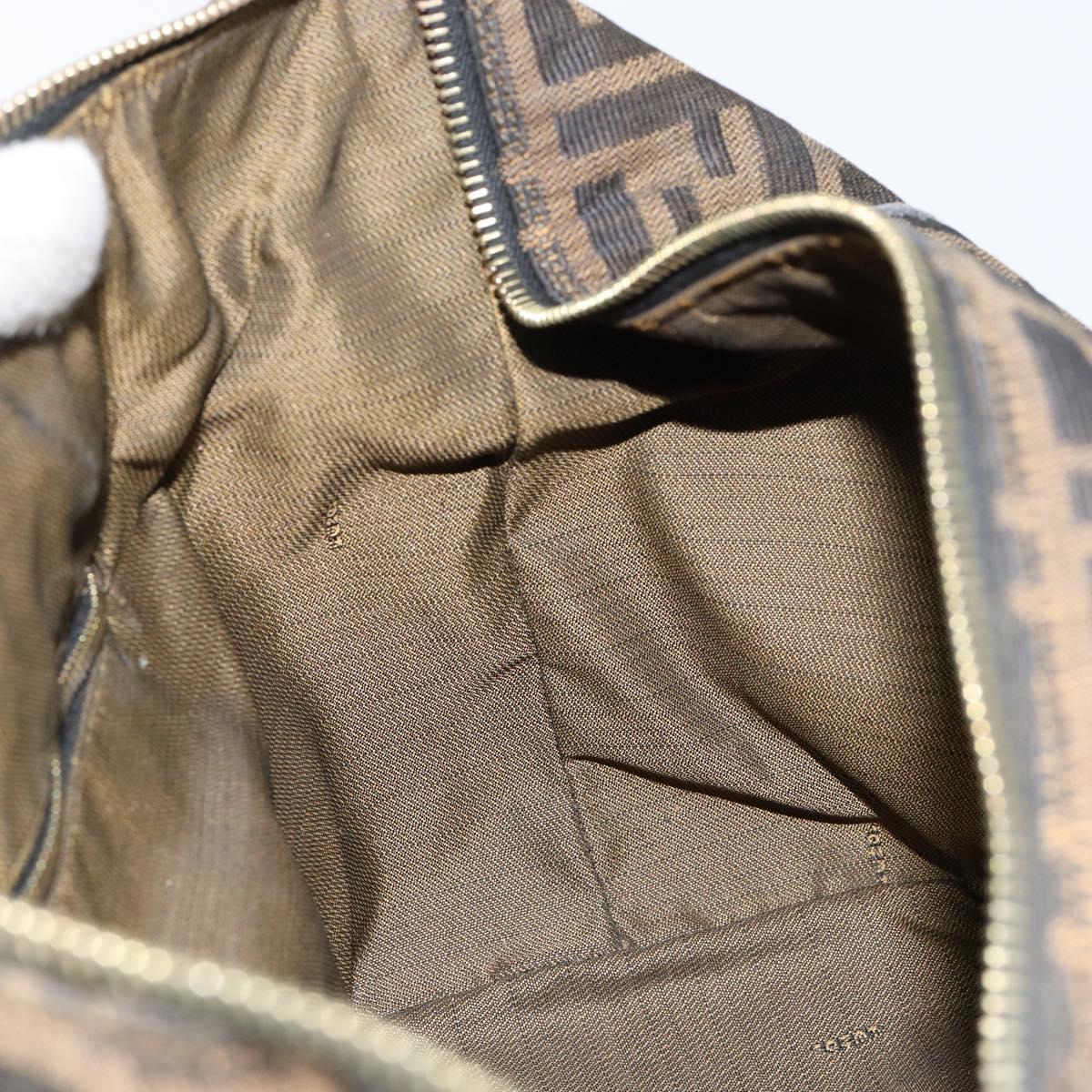 FENDI Zucca Canvas Hand Bag Black Brown gold Auth 149724