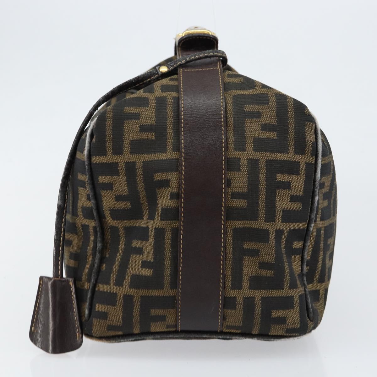 FENDI Zucca Canvas Hand Bag Black Brown gold Auth 149724