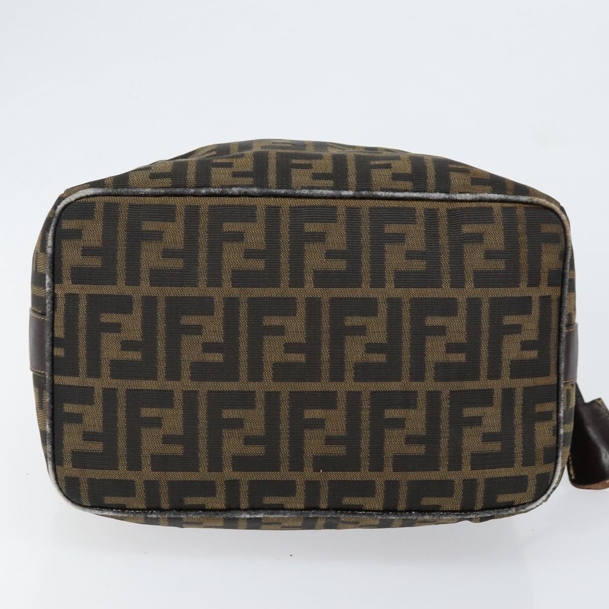 FENDI Zucca Canvas Hand Bag Black Brown gold Auth 149724