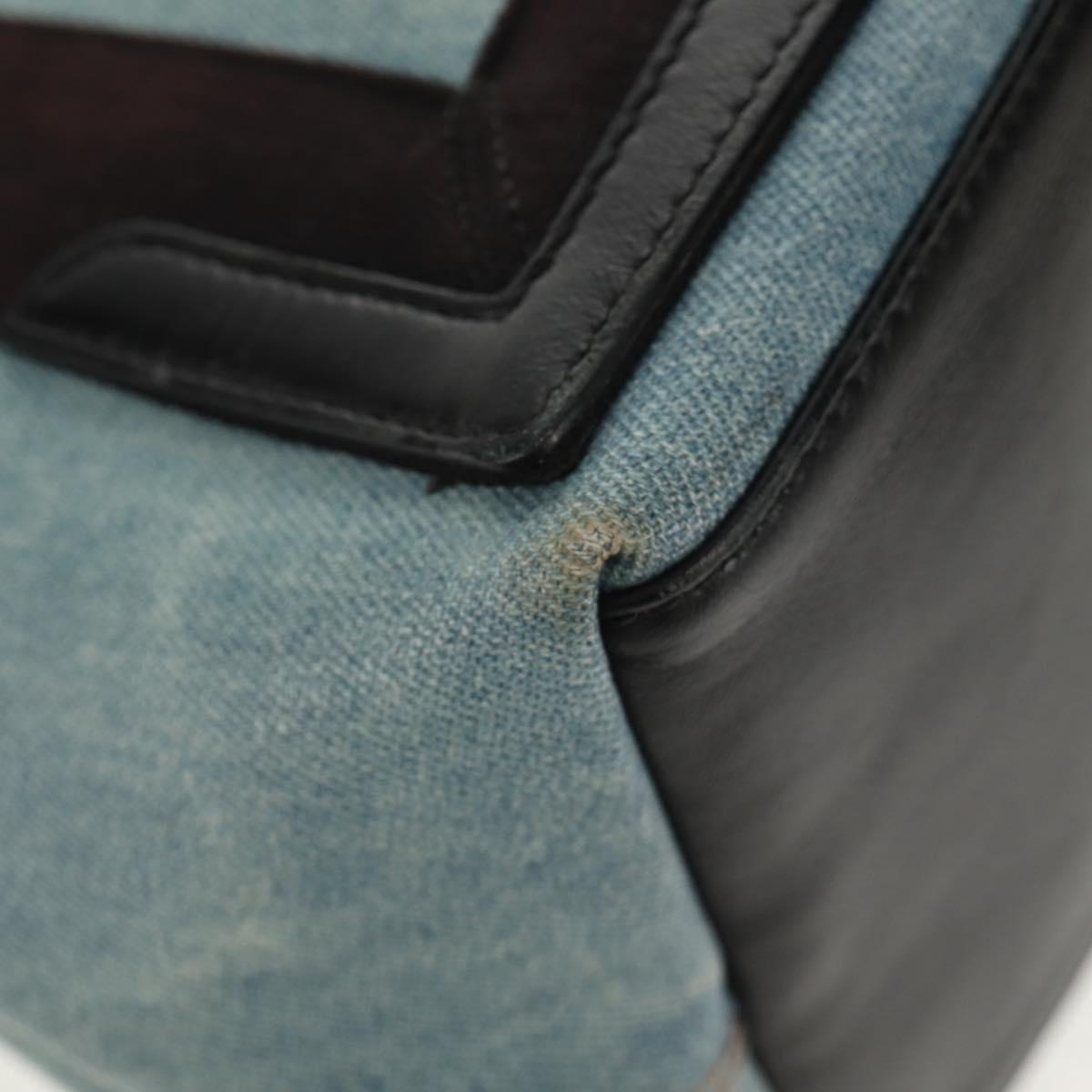 BALENCIAGA Navy Cabas S Hand Bag PVC Leather Blue Silver 339933 Auth 149725