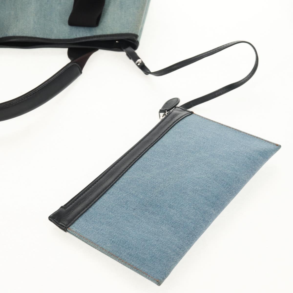 BALENCIAGA Navy Cabas S Hand Bag PVC Leather Blue Silver 339933 Auth 149725