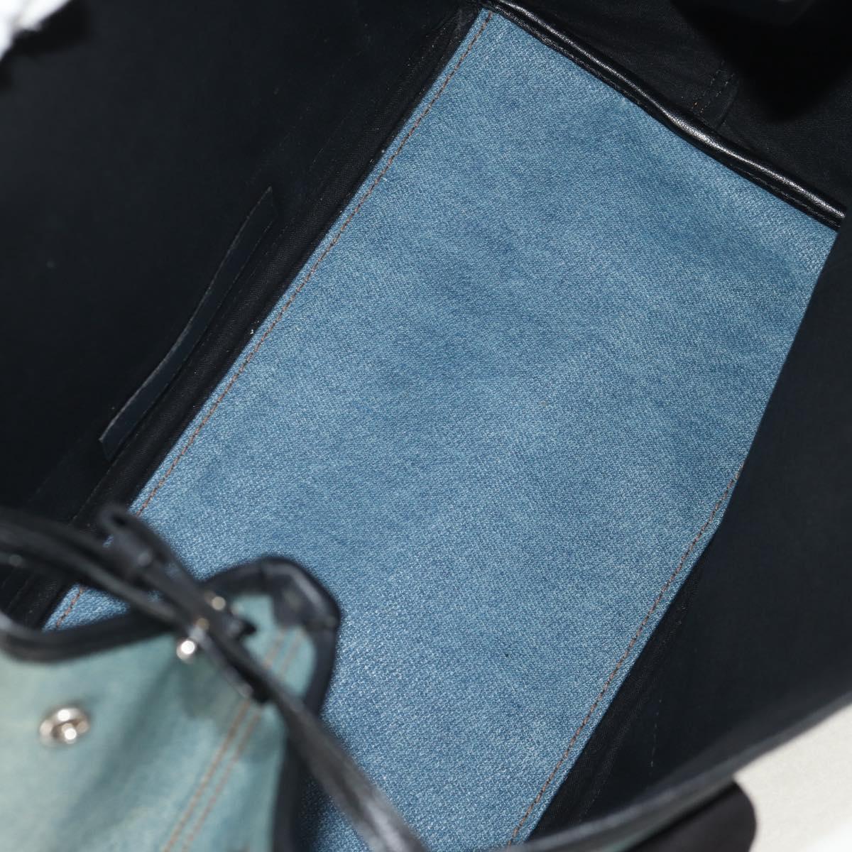 BALENCIAGA Navy Cabas S Hand Bag PVC Leather Blue Silver 339933 Auth 149725