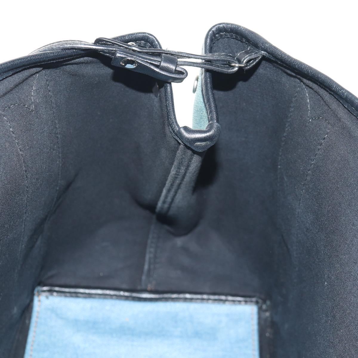 BALENCIAGA Navy Cabas S Hand Bag PVC Leather Blue Silver 339933 Auth 149725