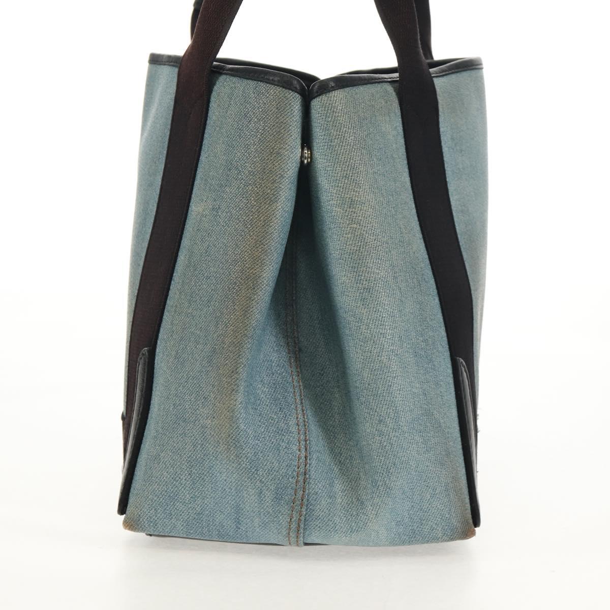 BALENCIAGA Navy Cabas S Hand Bag PVC Leather Blue Silver 339933 Auth 149725