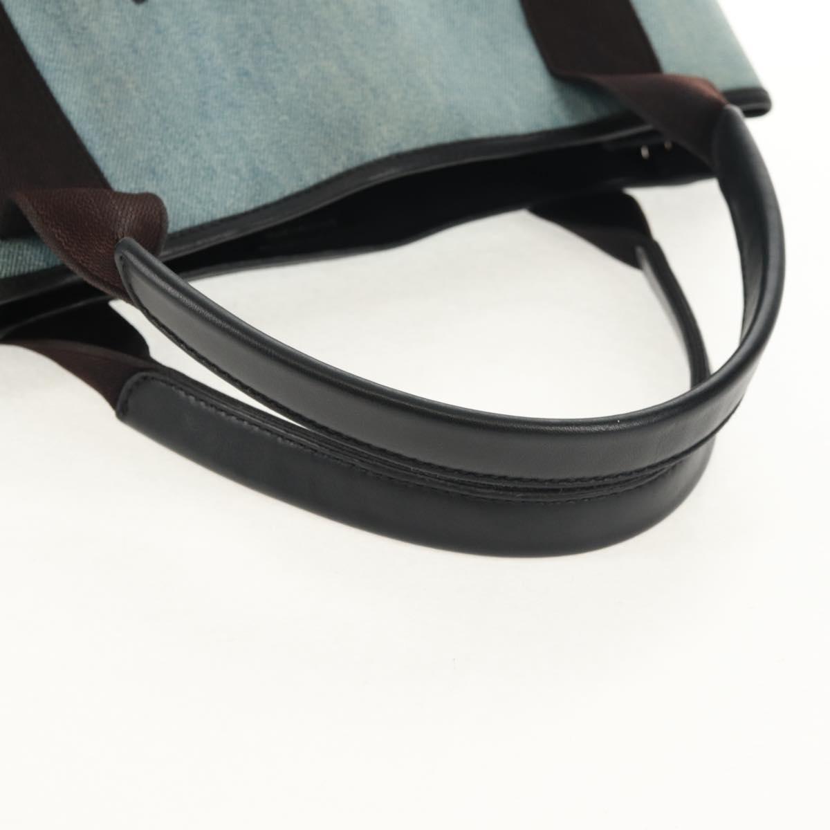 BALENCIAGA Navy Cabas S Hand Bag PVC Leather Blue Silver 339933 Auth 149725