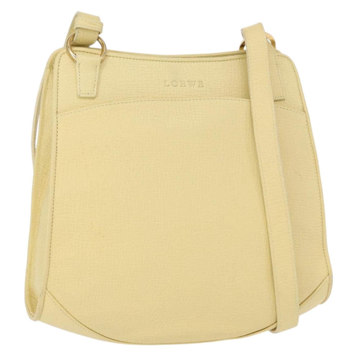 LOEWE Shoulder Bag Leather Yellow Gold Auth 149726