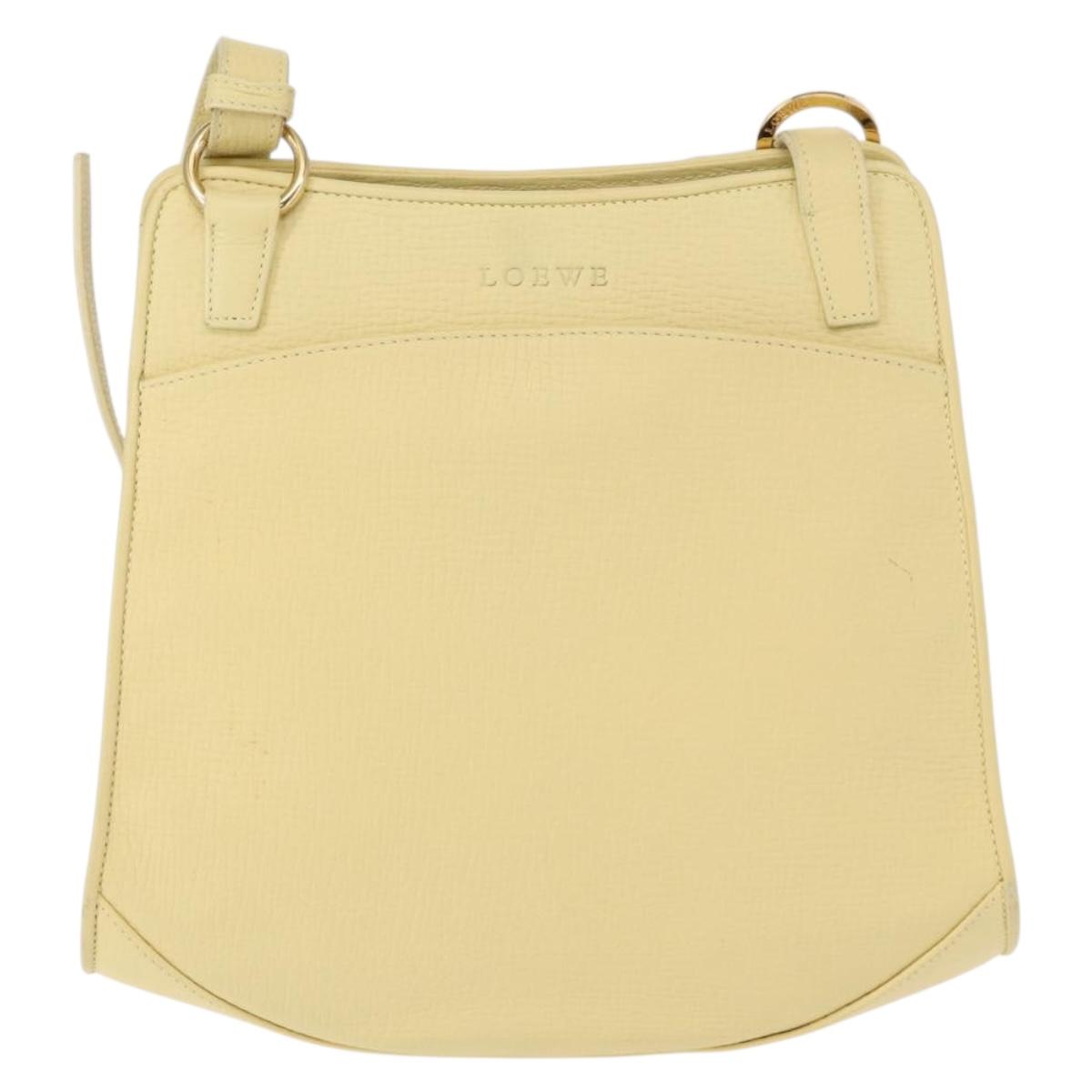 LOEWE Shoulder Bag Leather Yellow Gold Auth 149726