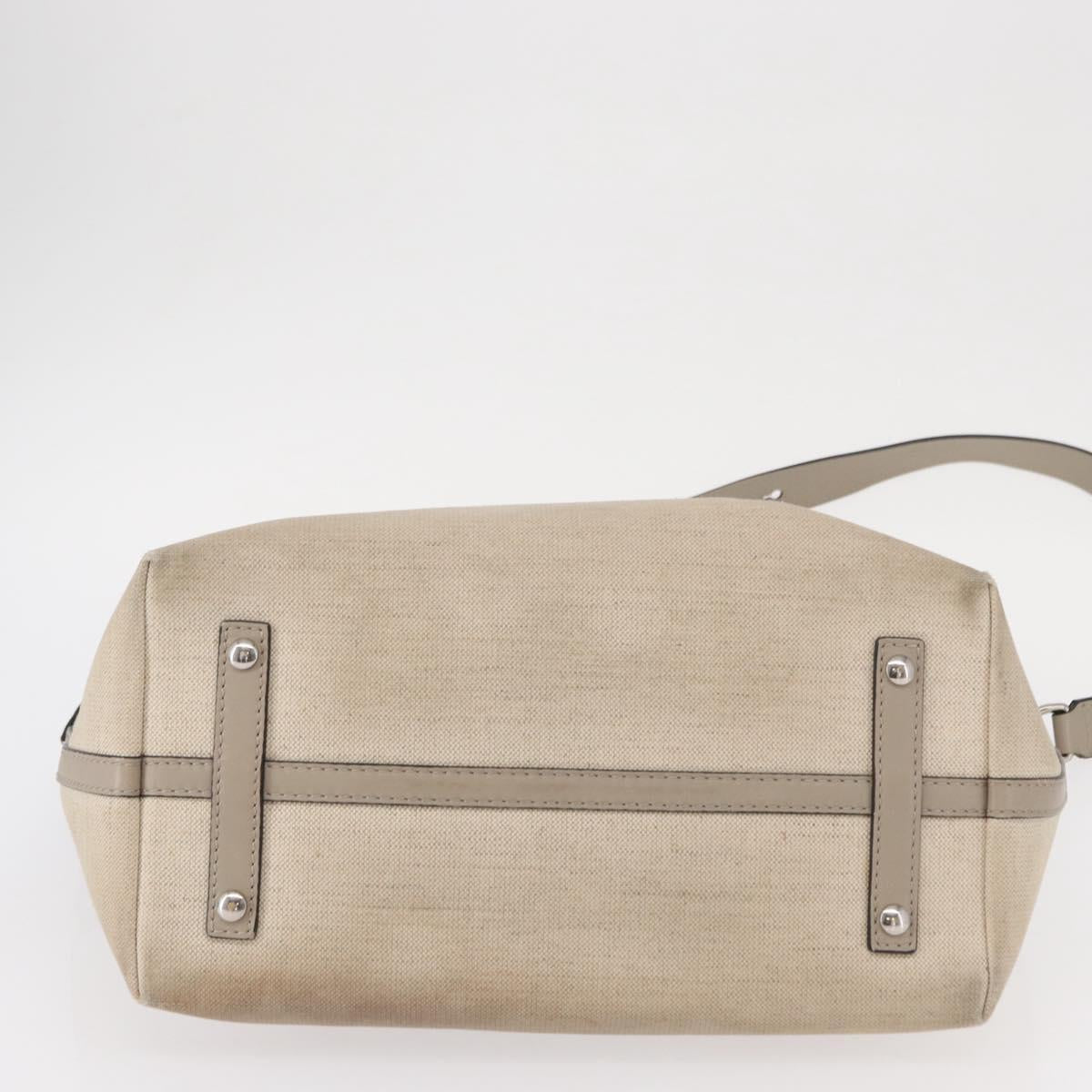 BURBERRY Medium Belt Bag Hand Bag Canvas 2way Beige Silver Auth 149727