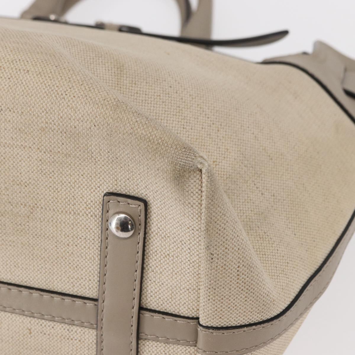 BURBERRY Medium Belt Bag Hand Bag Canvas 2way Beige Silver Auth 149727