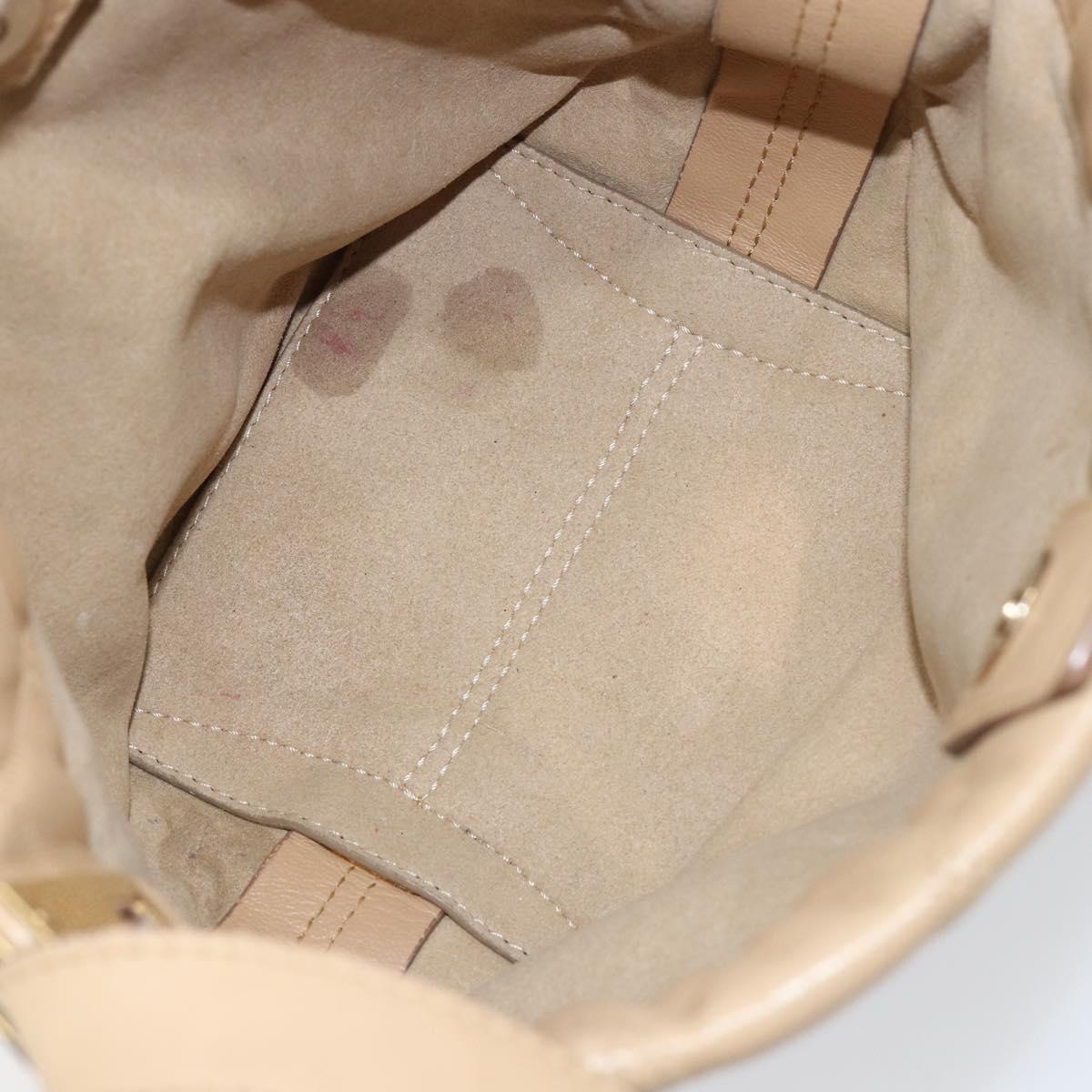 GIVENCHY Shoulder Bag Leather Beige Gold Auth 149731