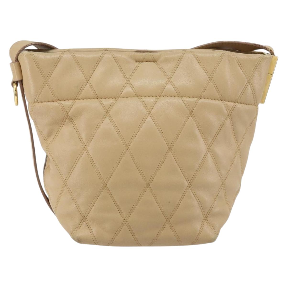 GIVENCHY Shoulder Bag Leather Beige Gold Auth 149731