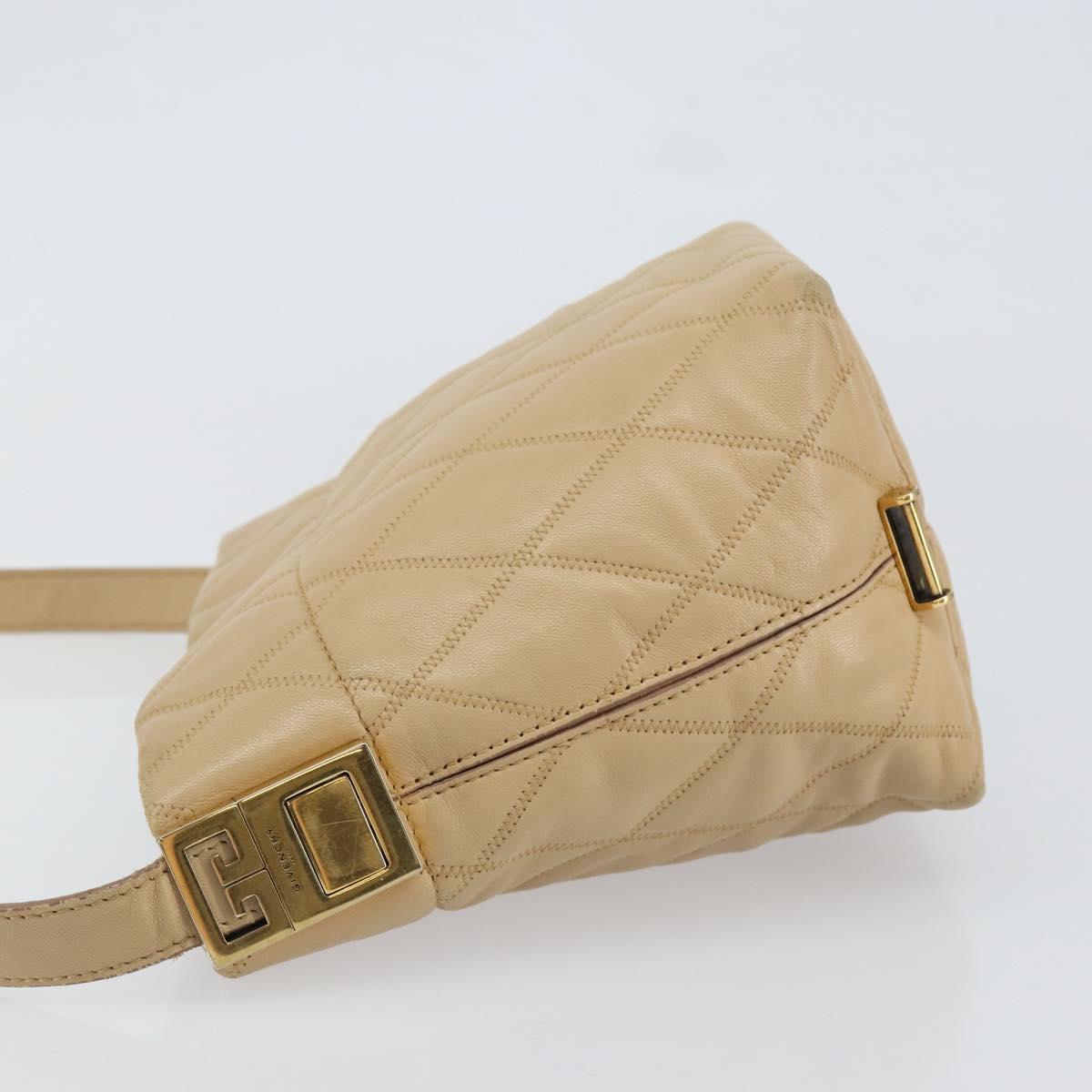 GIVENCHY Shoulder Bag Leather Beige Gold Auth 149731