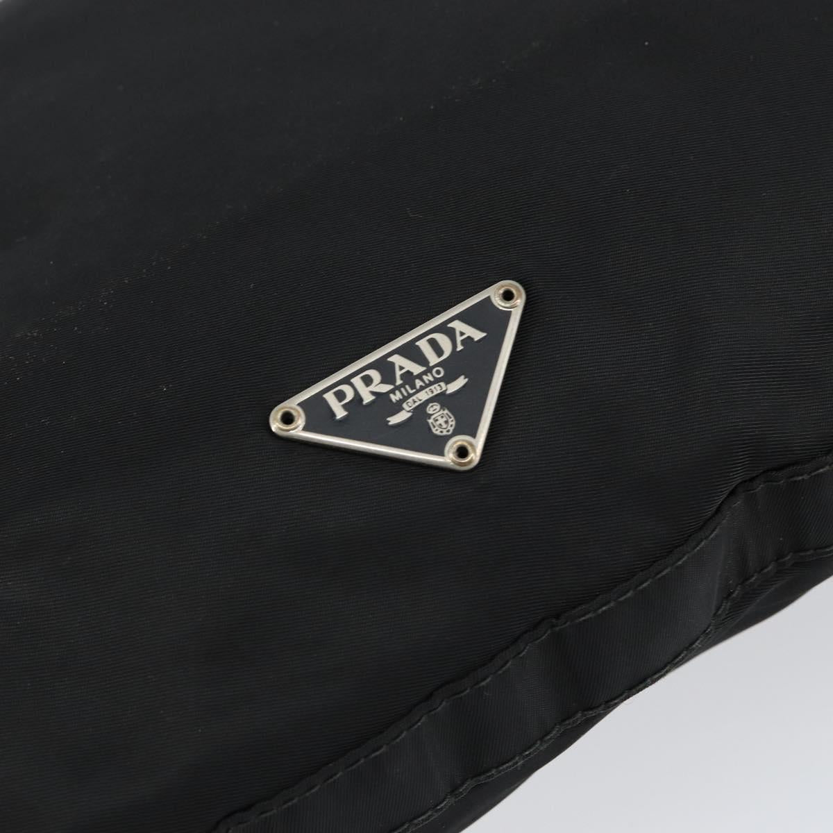 PRADA Shoulder Bag Nylon Black Silver Auth 149732