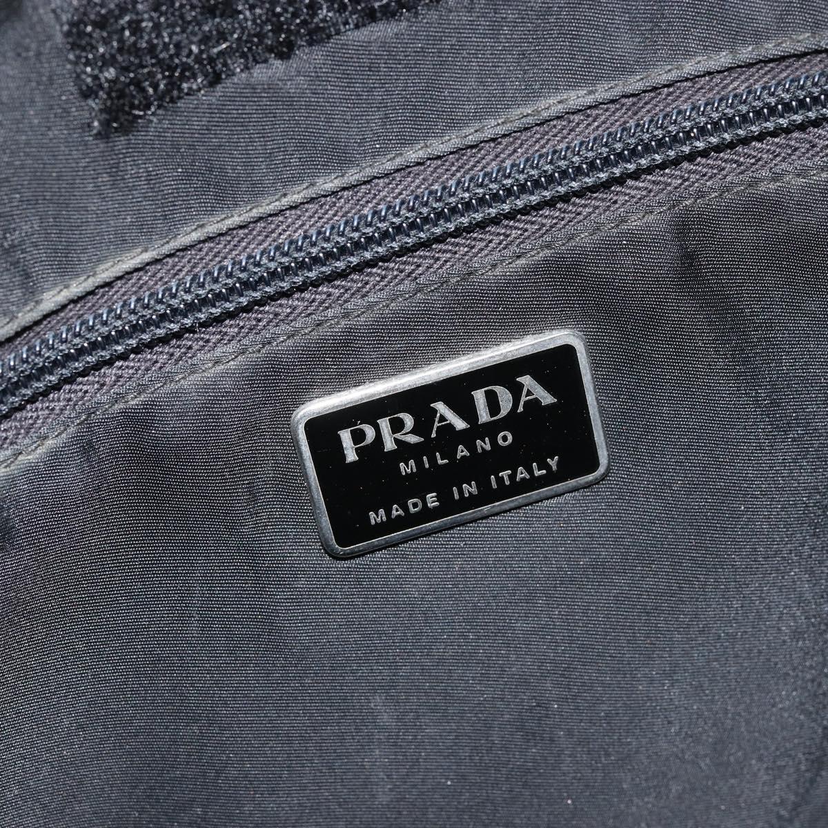 PRADA Shoulder Bag Nylon Black Silver Auth 149732