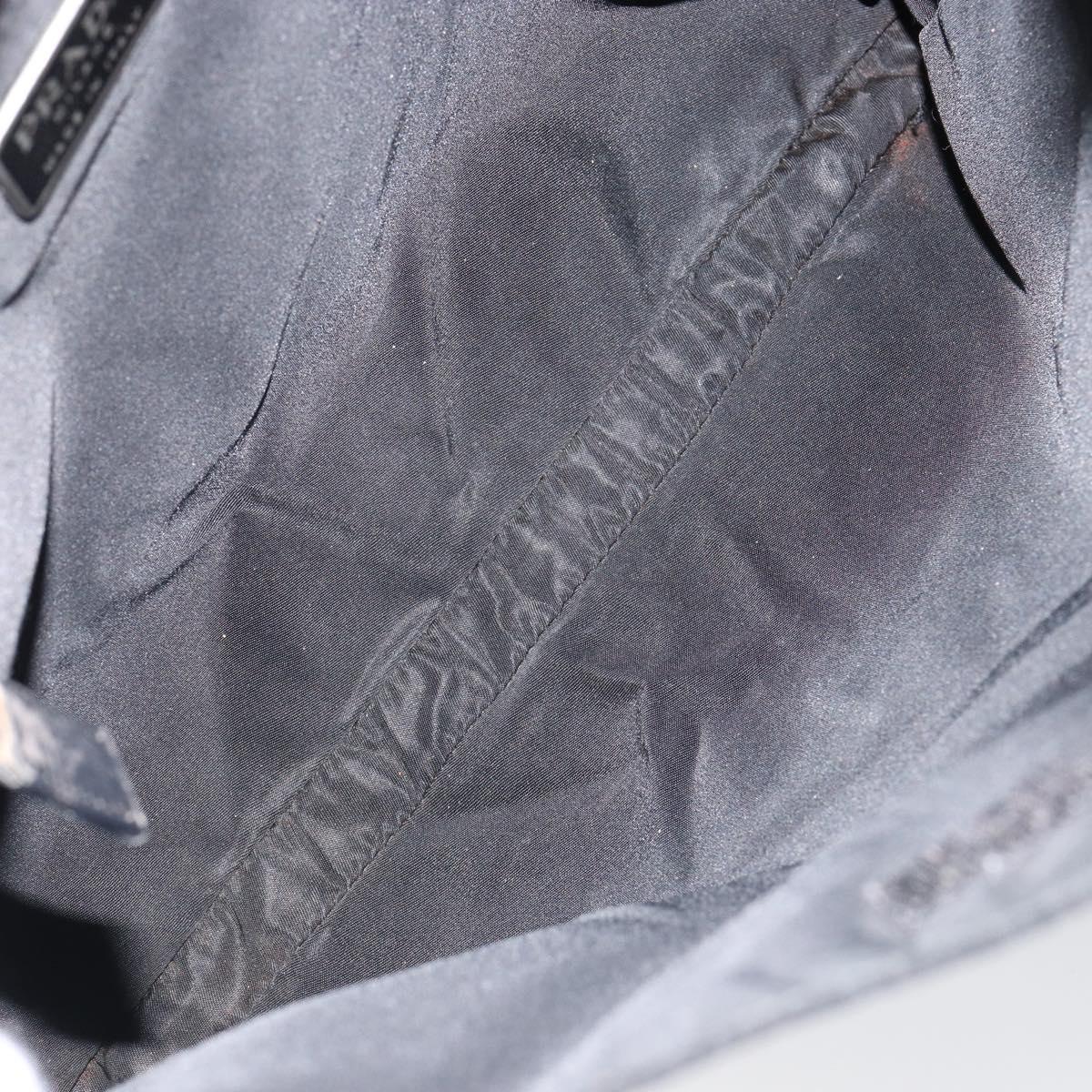 PRADA Shoulder Bag Nylon Black Silver Auth 149732