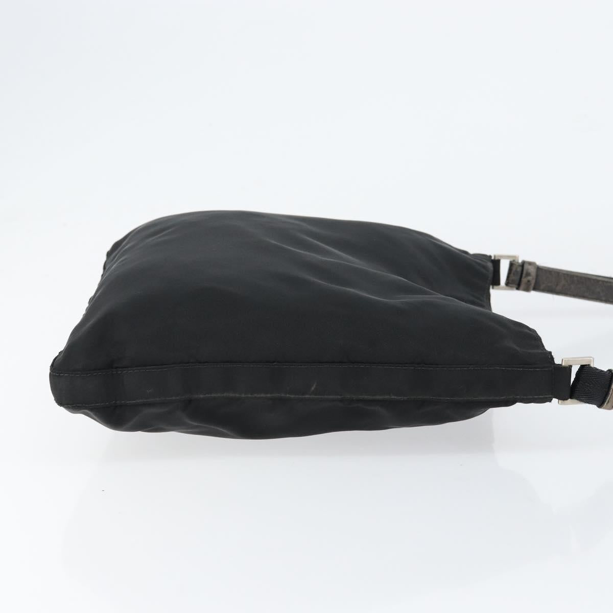 PRADA Shoulder Bag Nylon Black Silver Auth 149732