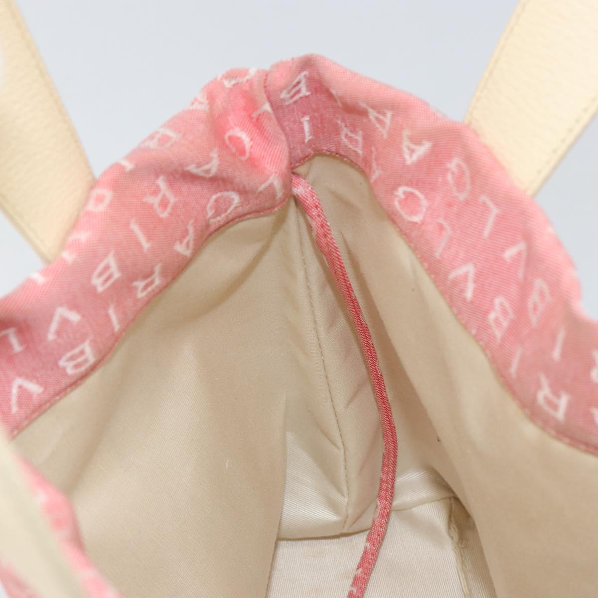 BVLGARI Logo Mania Hand Bag Canvas Pink Silver Auth 149749