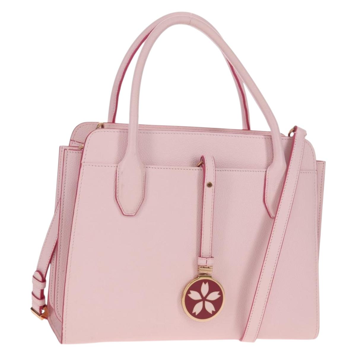 BVLGARI Japan limited Aruba Hand Bag Leather 2way Pink Gold Auth 149750V