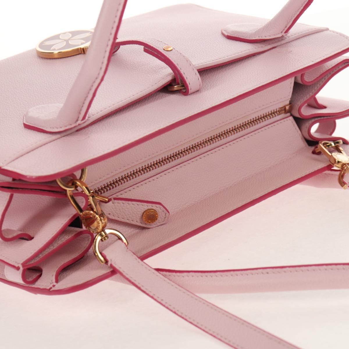 BVLGARI Japan limited Aruba Hand Bag Leather 2way Pink Gold Auth 149750V