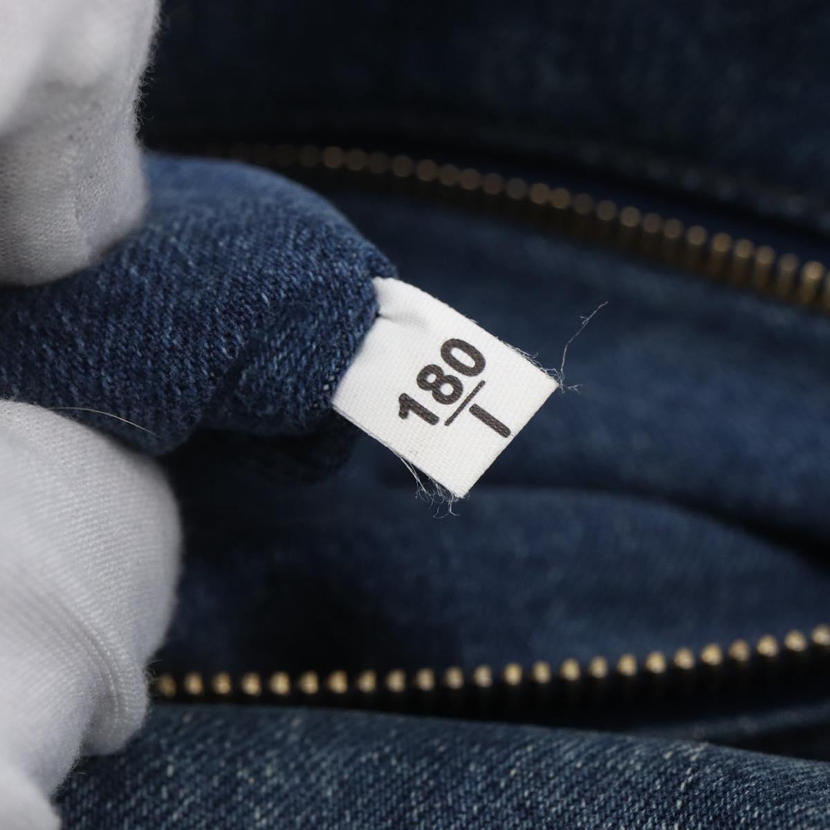 PRADA Canapa PM Hand Bag Denim 2way Blue Gold Auth 149755