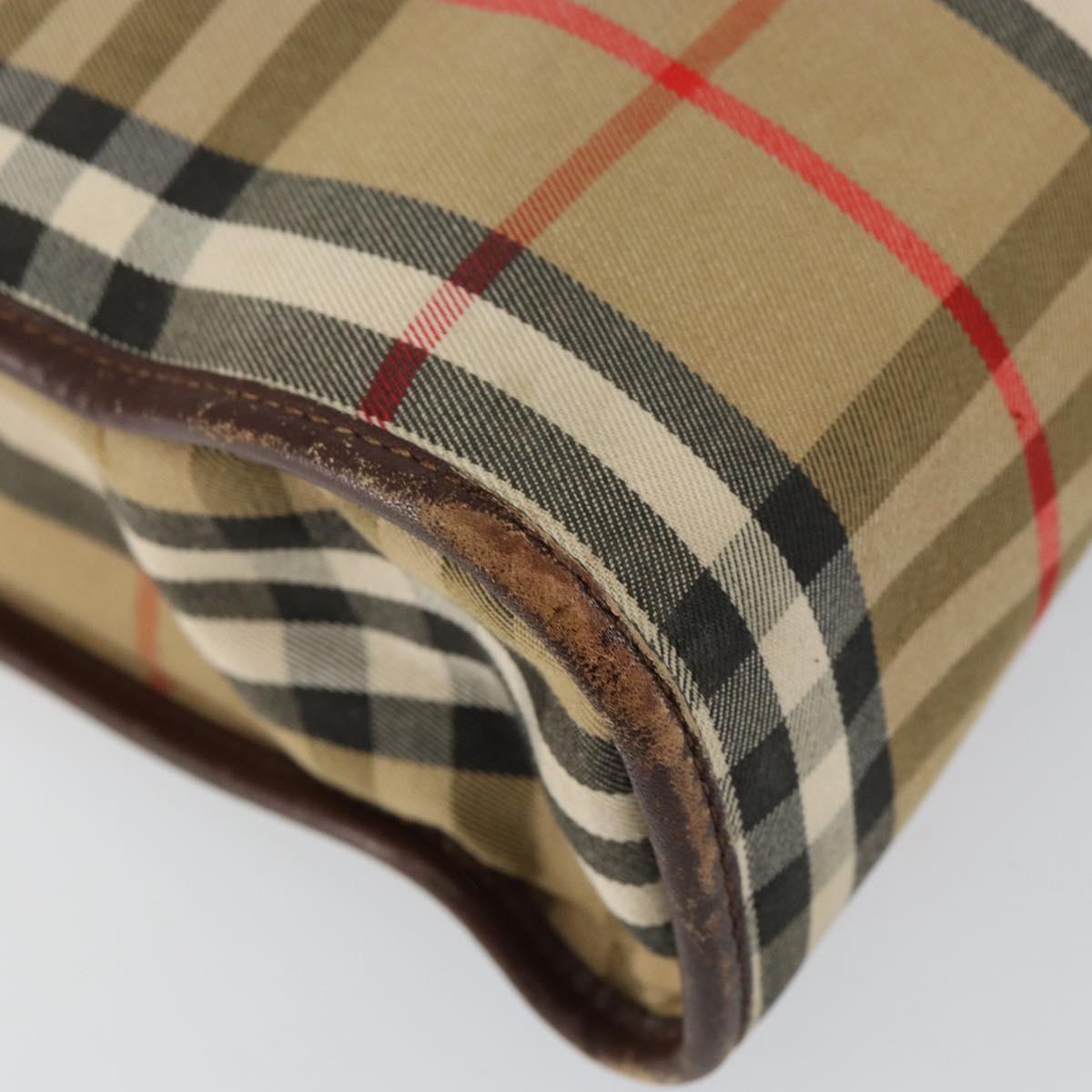 Burberrys Nova Check Business Bag Canvas Beige Gold Auth 149757