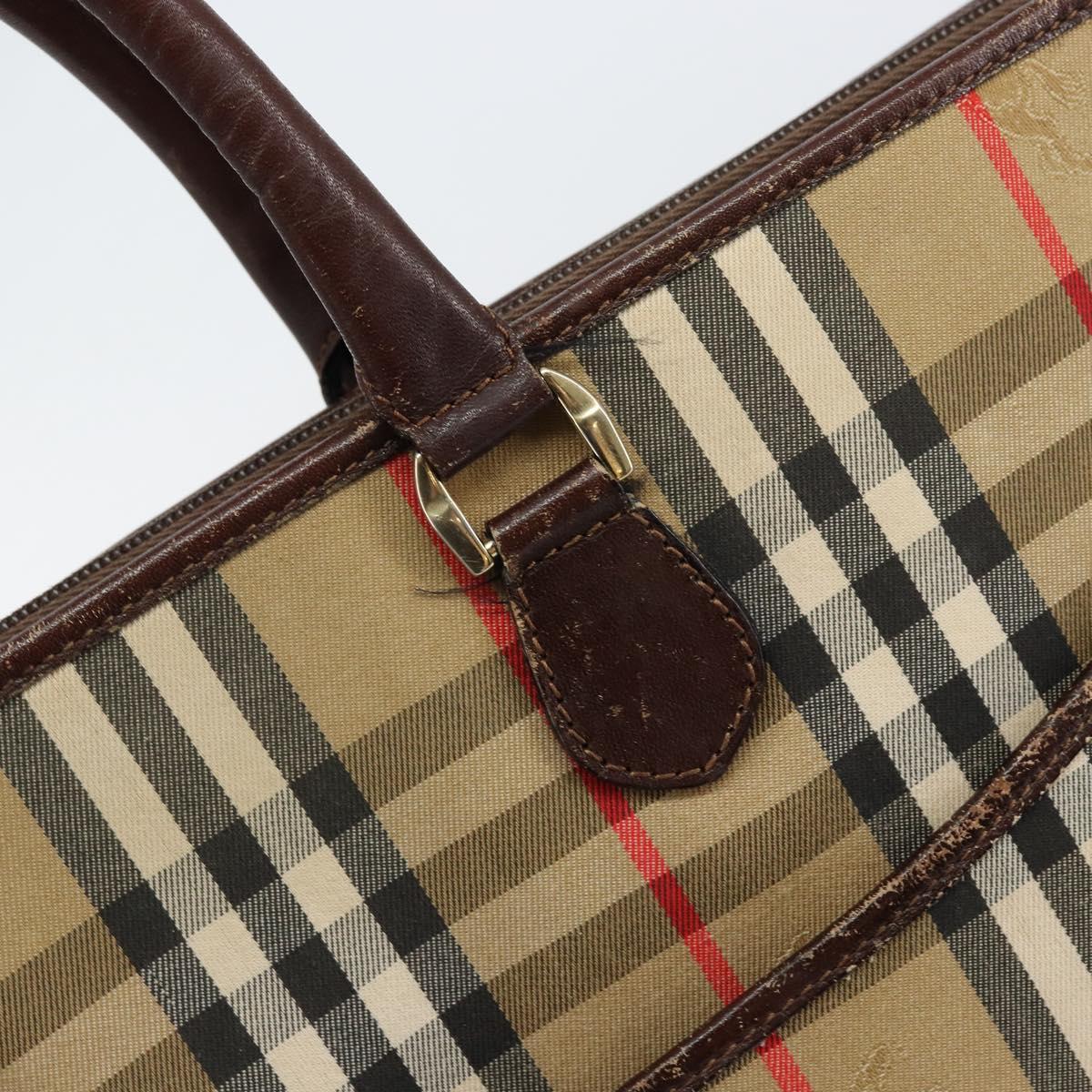 Burberrys Nova Check Business Bag Canvas Beige Gold Auth 149757