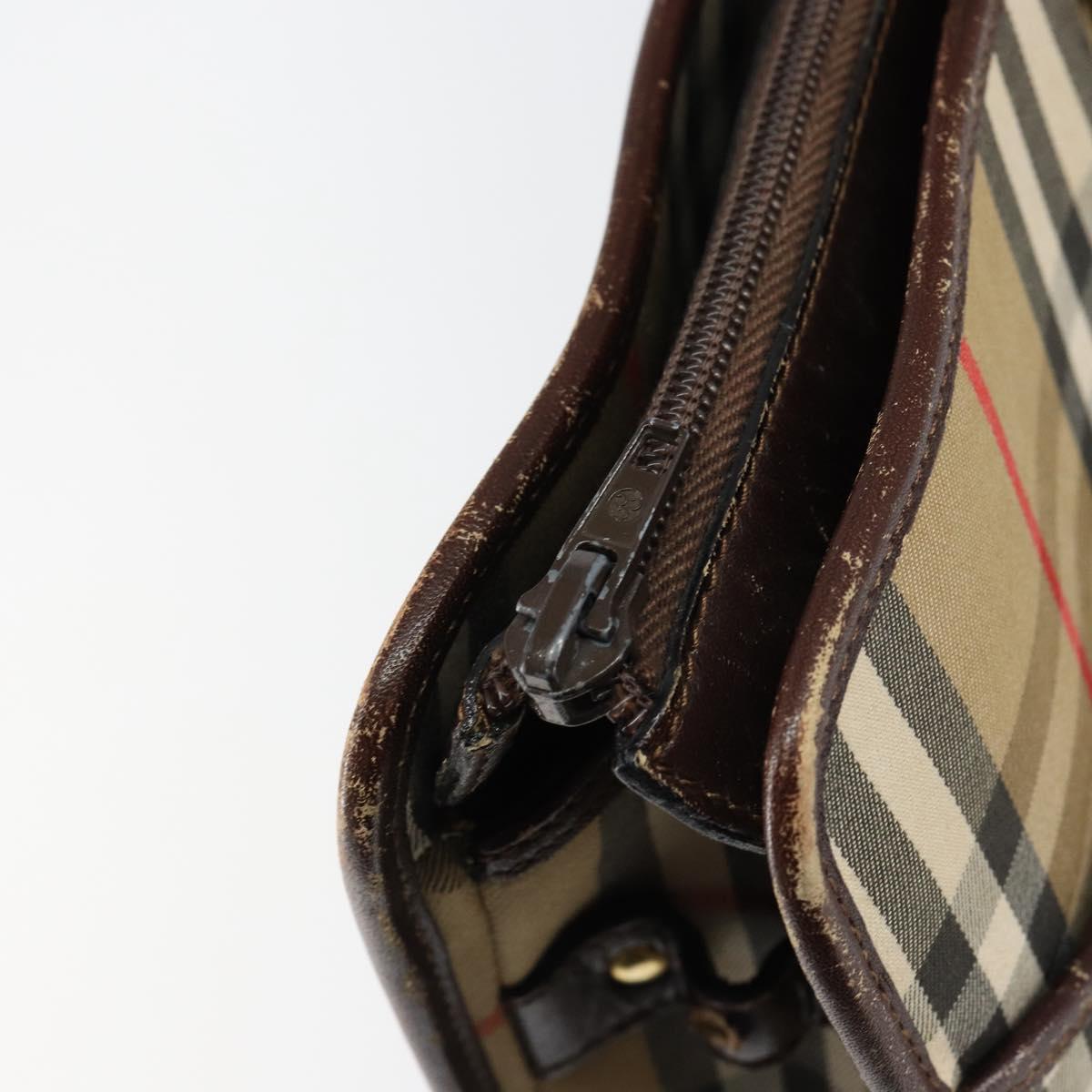 Burberrys Nova Check Business Bag Canvas Beige Gold Auth 149757