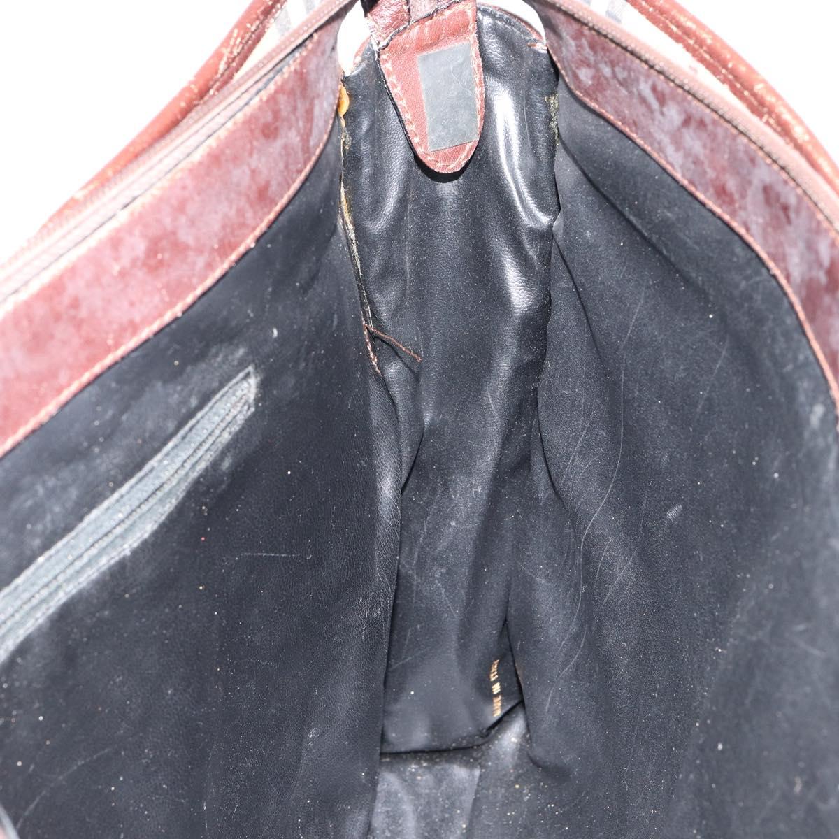 Burberrys Nova Check Business Bag Canvas Beige Gold Auth 149757