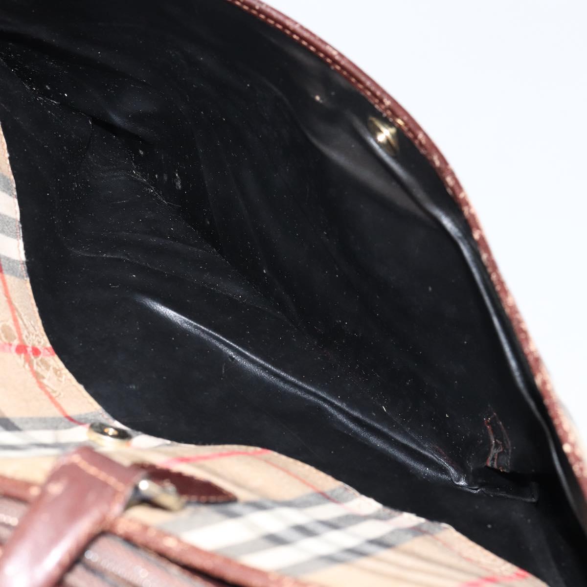 Burberrys Nova Check Business Bag Canvas Beige Gold Auth 149757