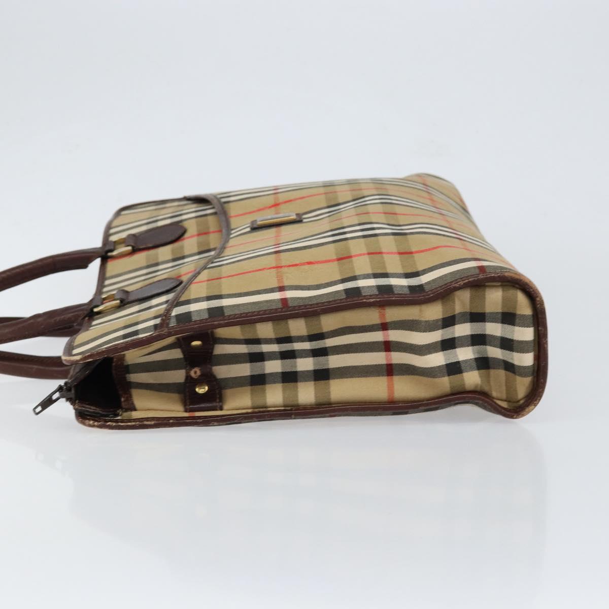 Burberrys Nova Check Business Bag Canvas Beige Gold Auth 149757