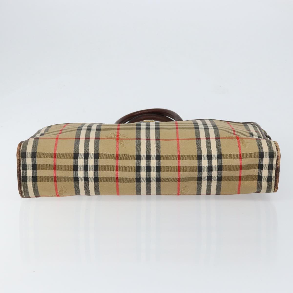 Burberrys Nova Check Business Bag Canvas Beige Gold Auth 149757