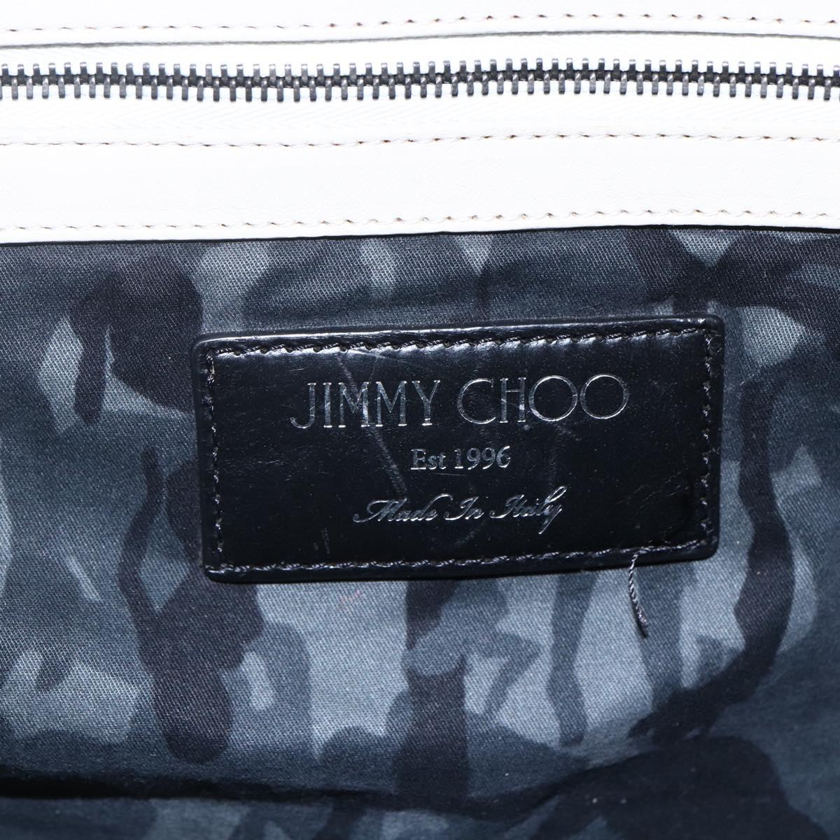 Jimmy Choo Studs Tote Bag Leather White Auth 149758