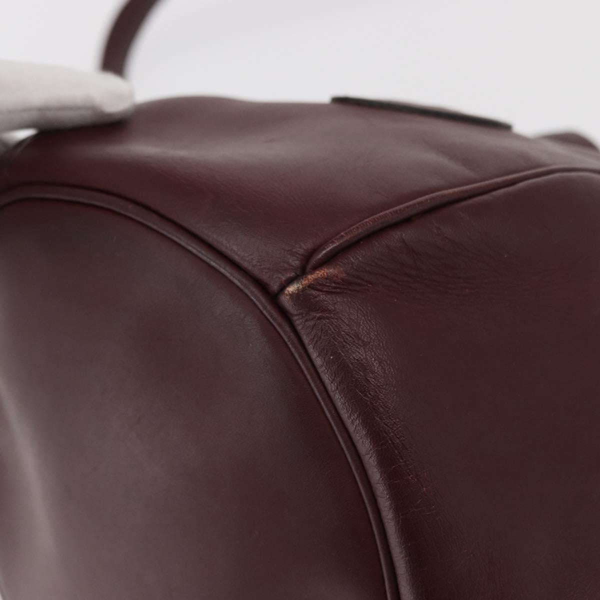 CARTIER Must Line Shoulder Bag Leather Bordeaux Gold Auth 149759